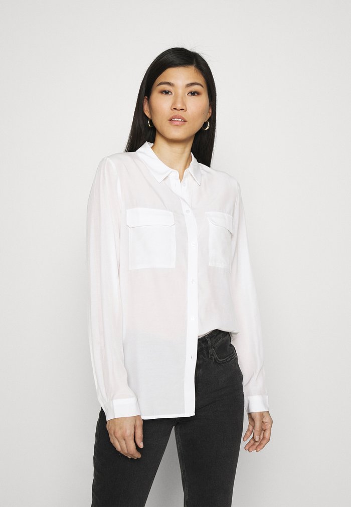 Chemisier Anna Field Basic With Front Pockets Button down Blanche Femme | NGI-9738695